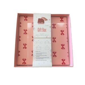 Set of 2 Bow Gift Box Pink and Red Target Bullseye 8x8x4